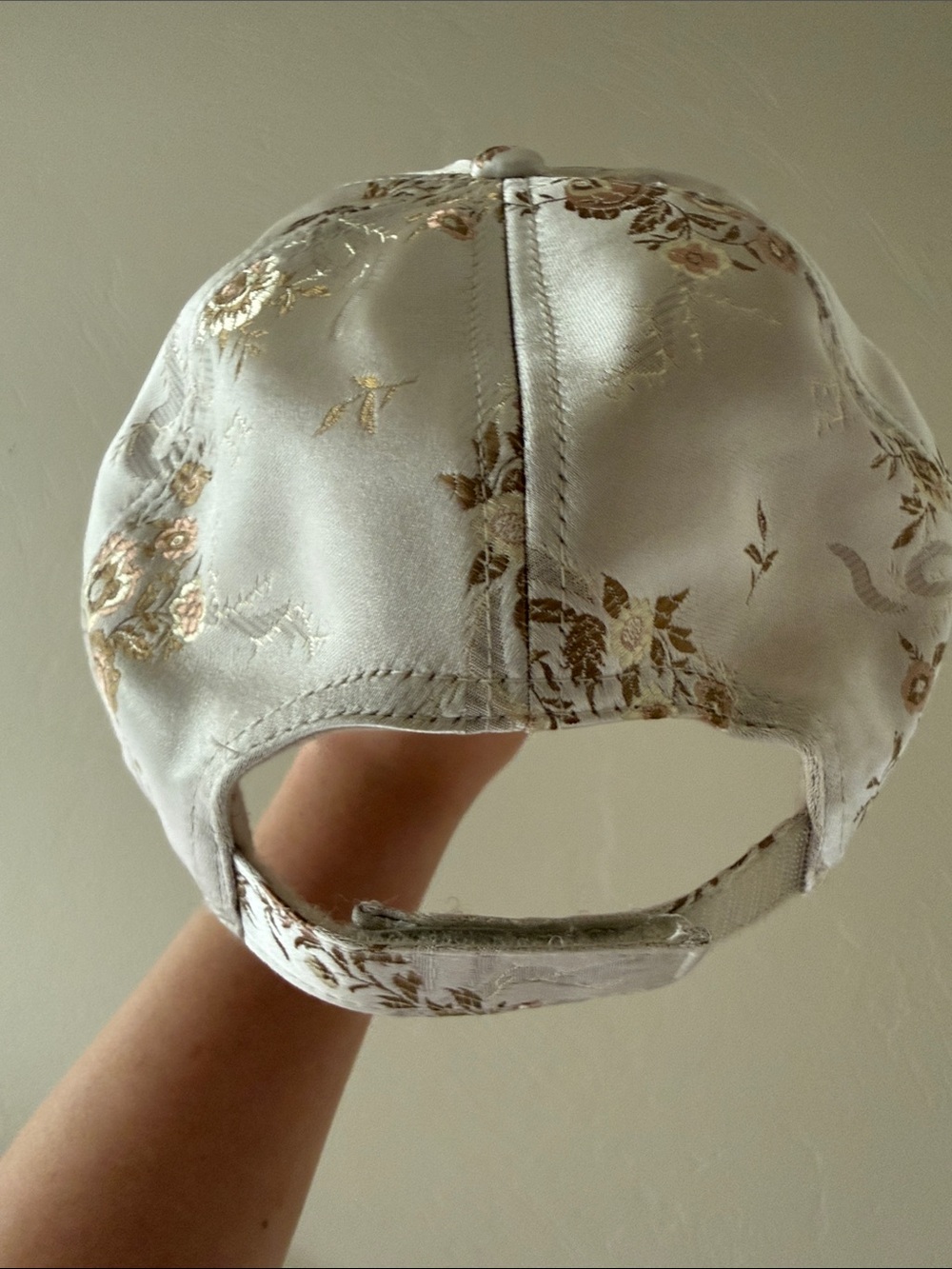 Champagne Embroidered Floral Jacquard Satin Baseball Cap Snake Brocade Hat - Picture 4 of 5